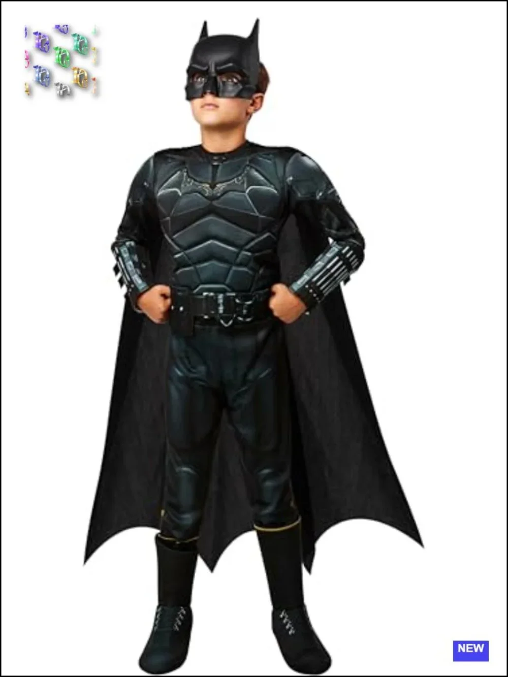 Boys Deluxe Batman Costume Small 6/7 Padded Jumpsuit Cape Halloween Cosplay